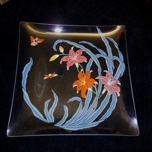 Serving Plate Dessert Tray  Glass 1970's Vintage